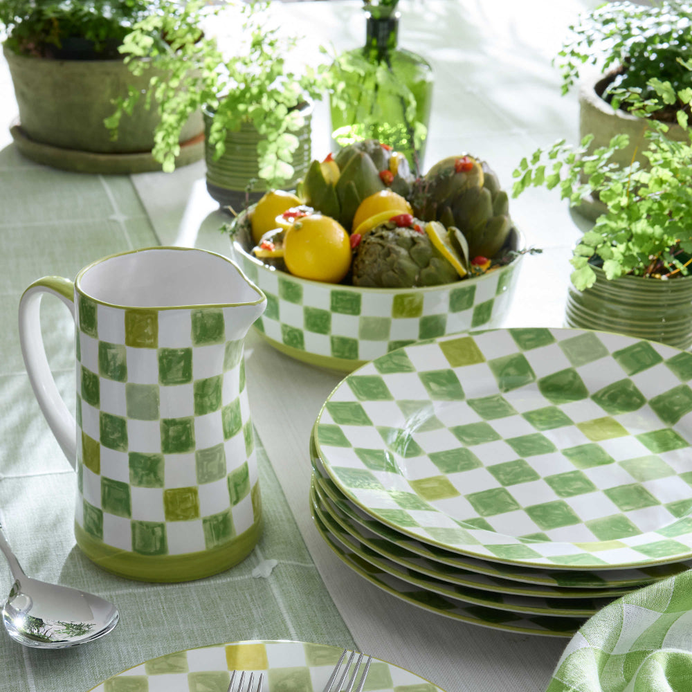 MacKenzie-Childs Green Check Serving Bowl