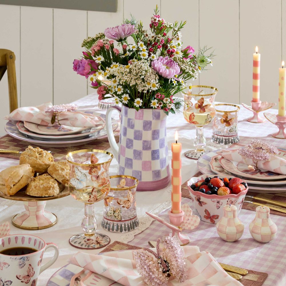 Mackenzie-Childs Lilac Check Pitcher