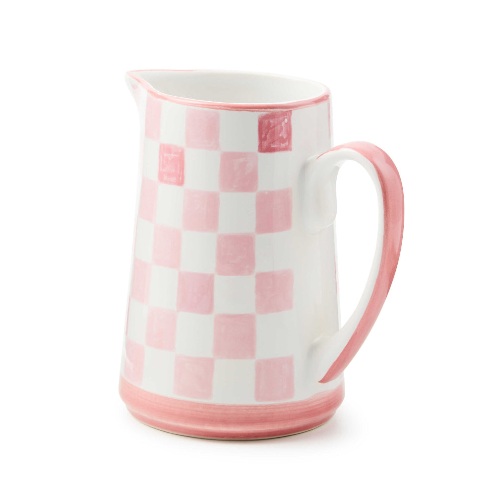 Mackenzie-Childs Pink Check Pitcher