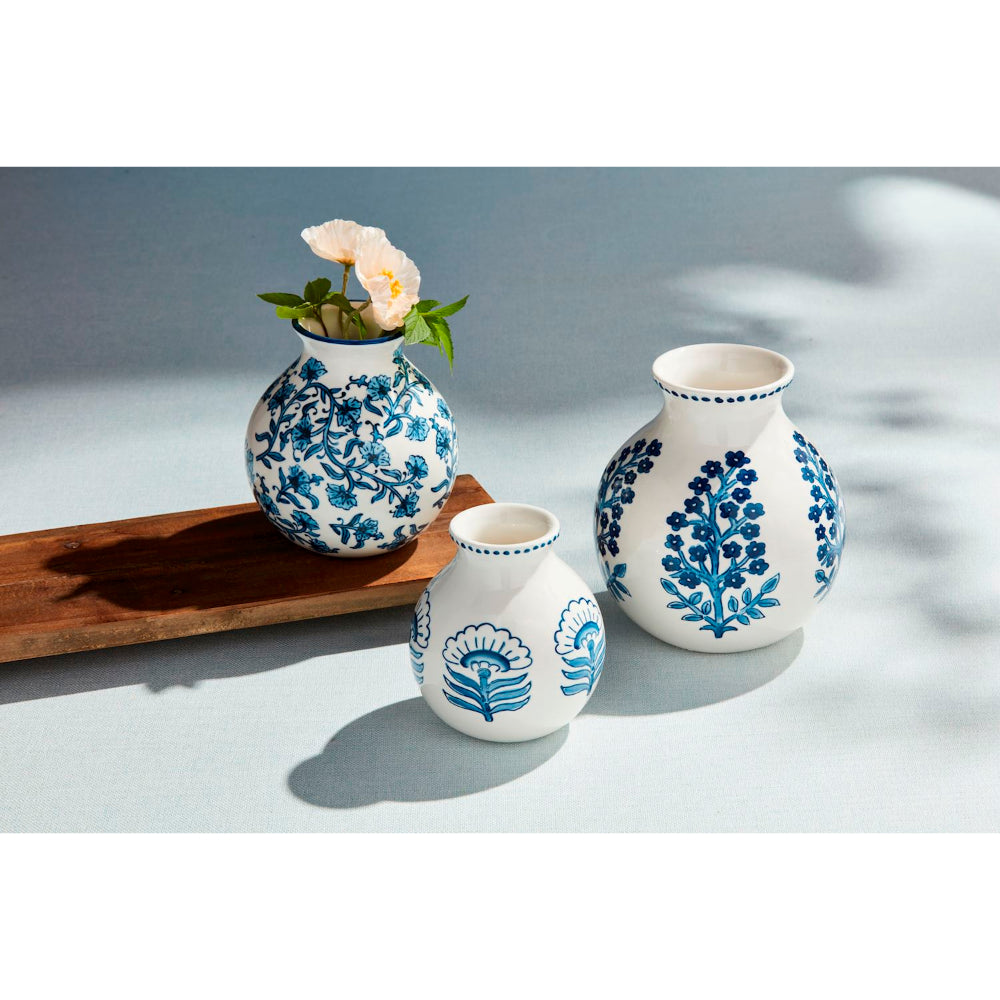 Mud Pie Block Print Flower Vases