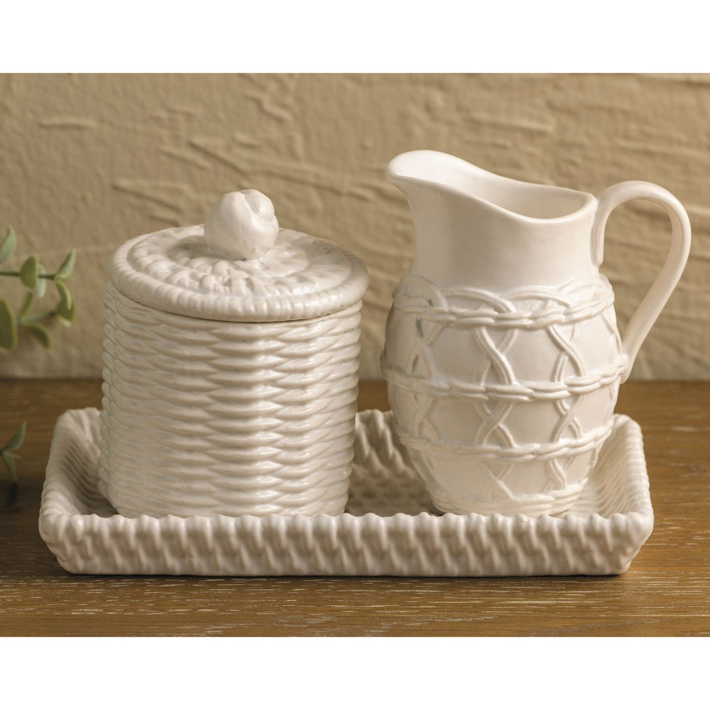 Mud Pie Ceramic Woven Cream and Sugar Set