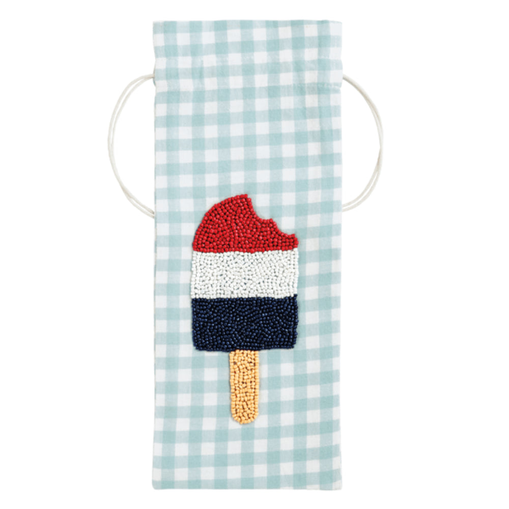 Mud Pie Americana Beaded Wine Bag