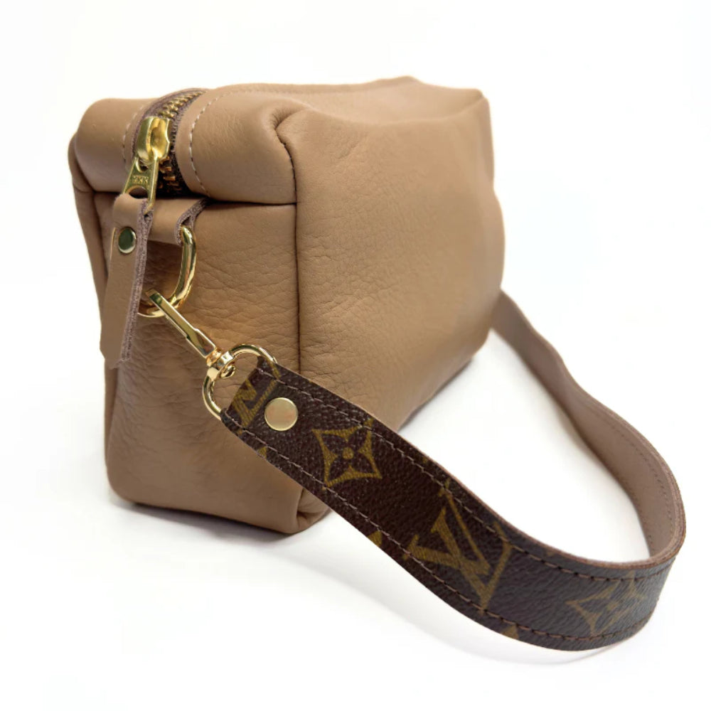 Beaudin Designs Val Shoulder Bag in Mocha Leather & Upcycled LV