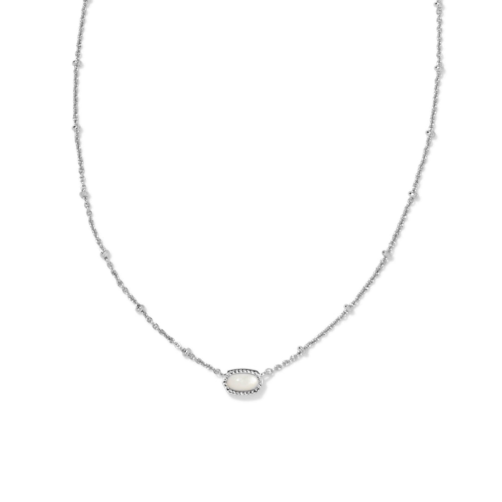 Kendra Scott Mini Elisa Pendant Necklace Rhodium Ivory Mother of