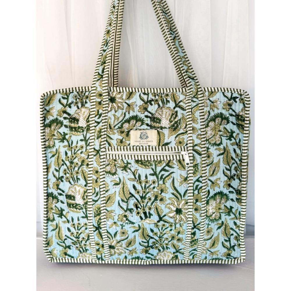 Heart of Grace Georgia Vine Large Quilted Zipper Tote Bag