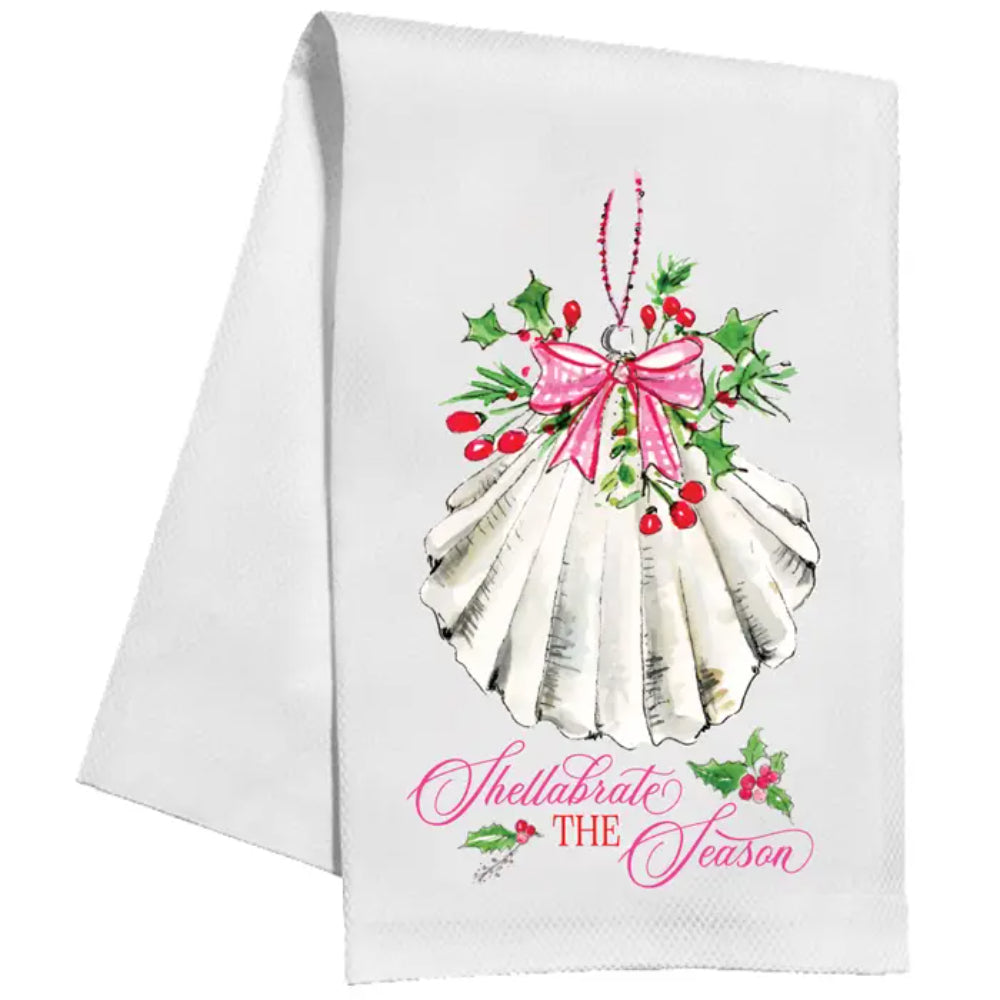 RosanneBeck Collections Handpainted Seashell Christmas Kitchen Towel