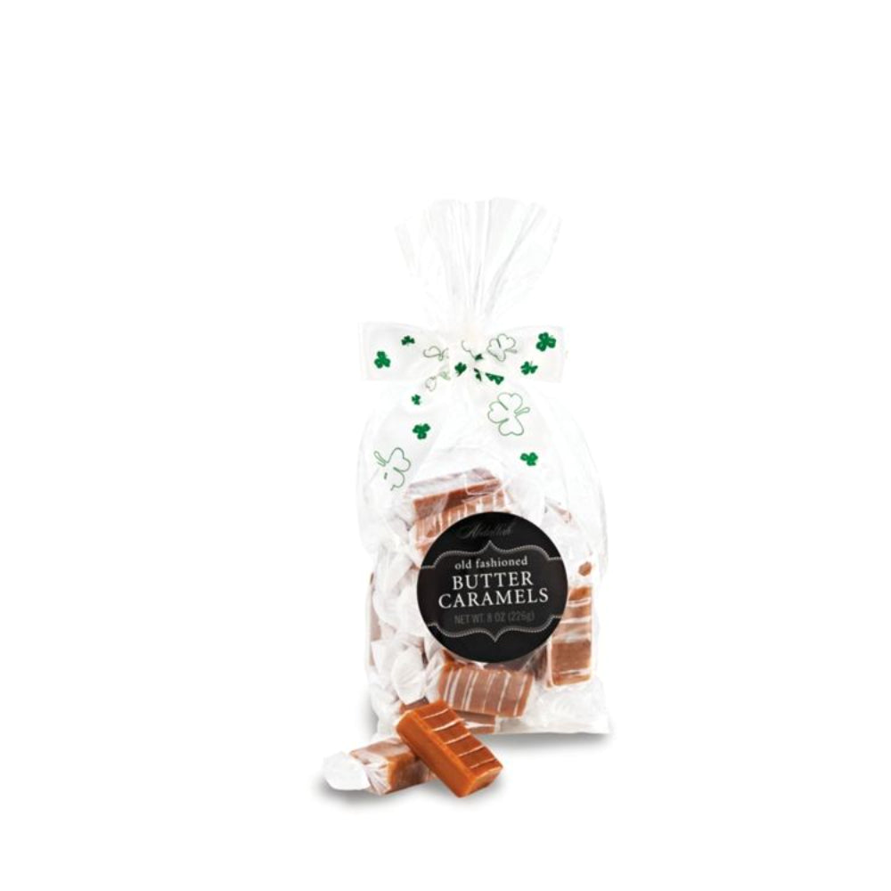 Abdallah Candies 8oz Bag Twist Wrap Butter Caramels with St Patrick's Day Bow