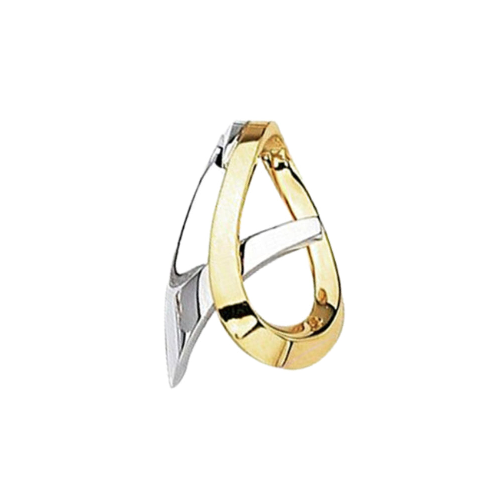 Two-tone gold polished freeform slide pendant on a white background