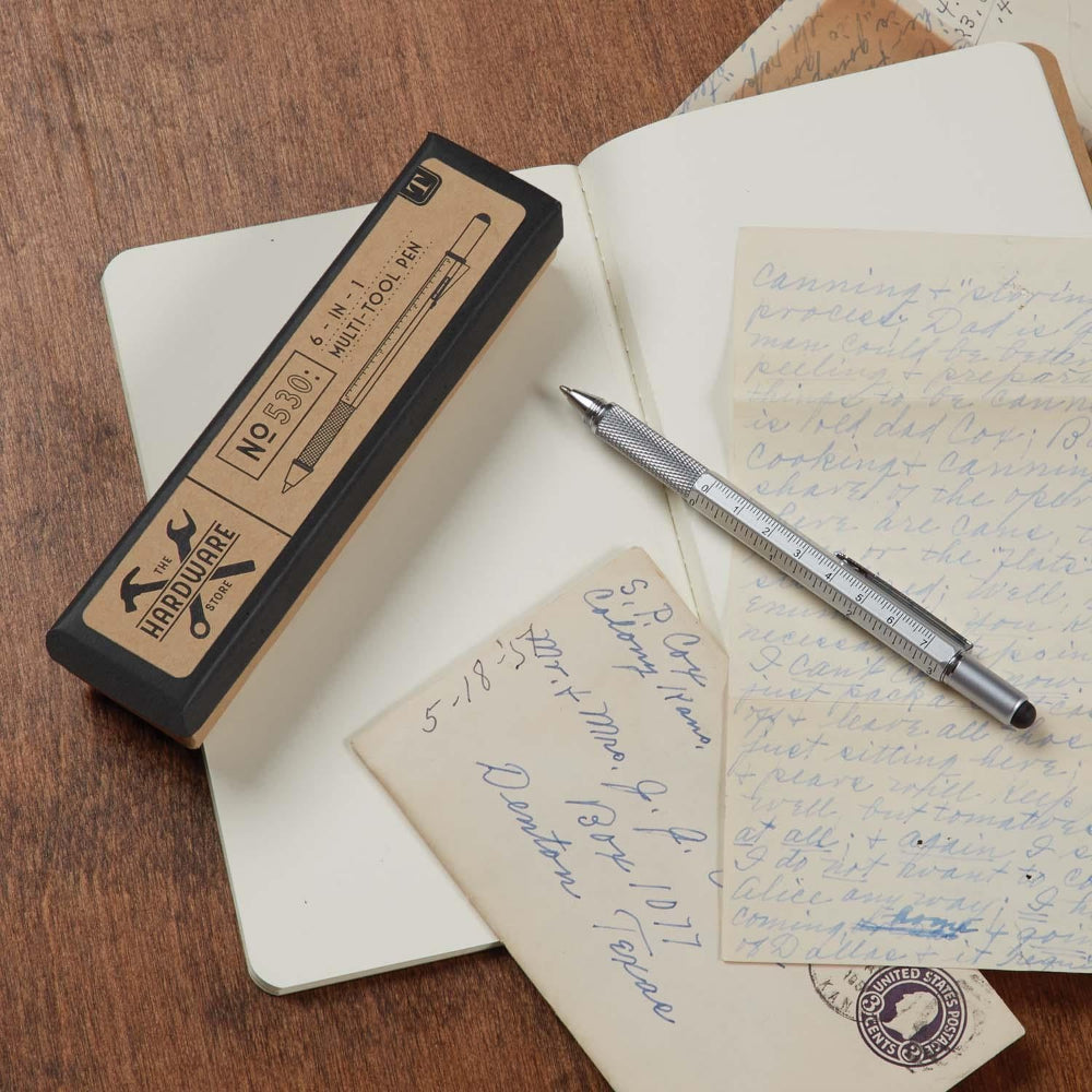 Herbology tool set on an open notebook with handwritten text and a pen.