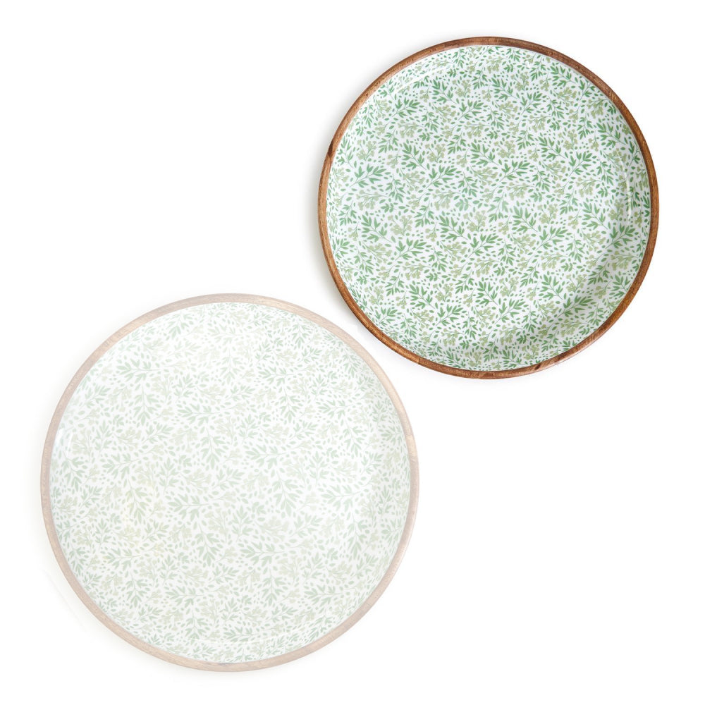 Two's Company Countryside Hand-Crafted Wood Round Tray (In Store Pick Up)