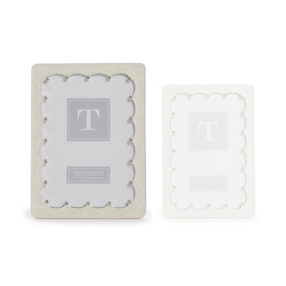Two's Company Scalloped Crystal Photo Frame