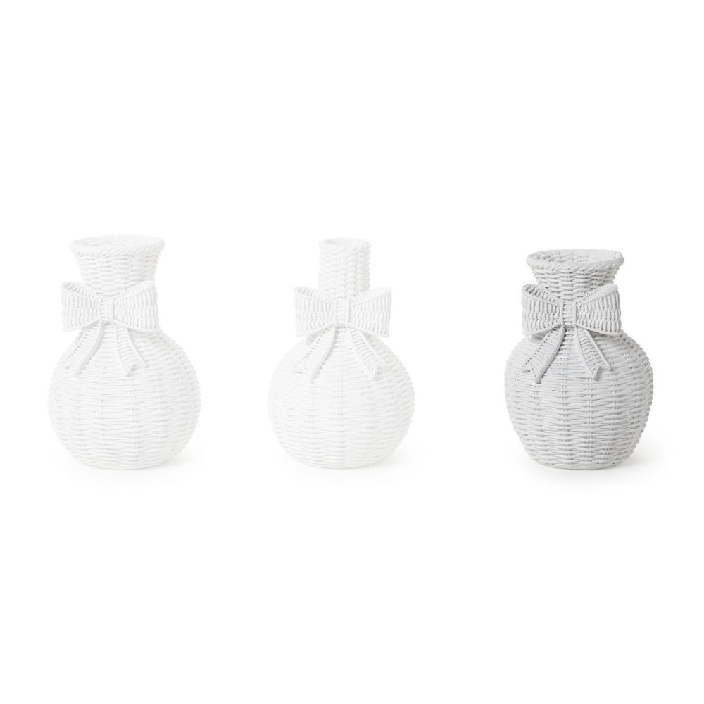 Two's Company Bowed Beauties Basket Weave Vases