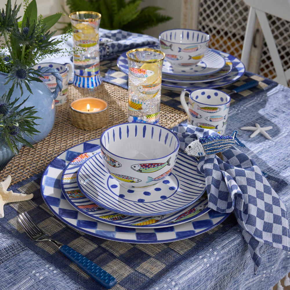 MacKenzie-Childs Go Fish Highball Glass - Set of 2