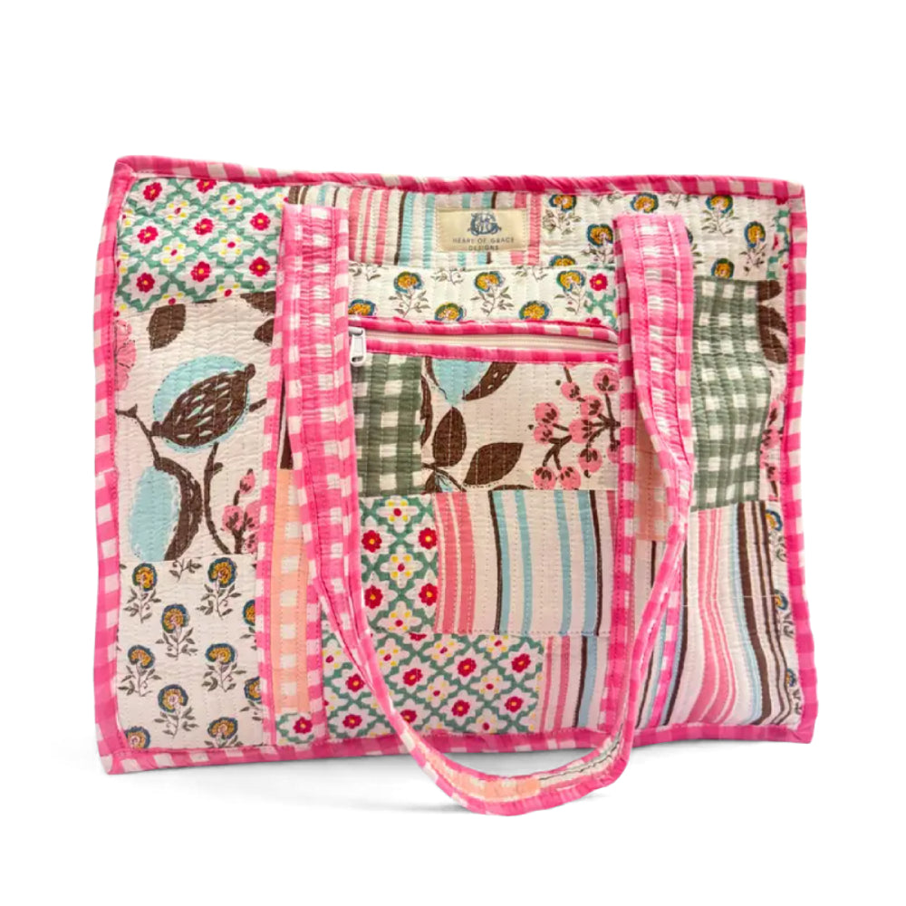 Heart of Grace Rose Chapelle Large Quilted Zipper Tote Bag