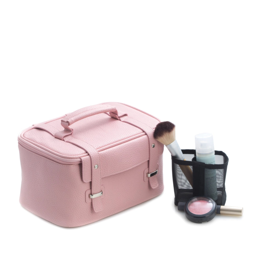 Bey/Berk Pink Leatherette Travel Makeup Case