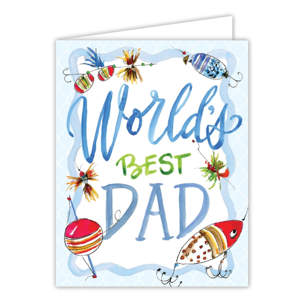 Handpainted World's Best Dad Fishing Lures Greeting Card