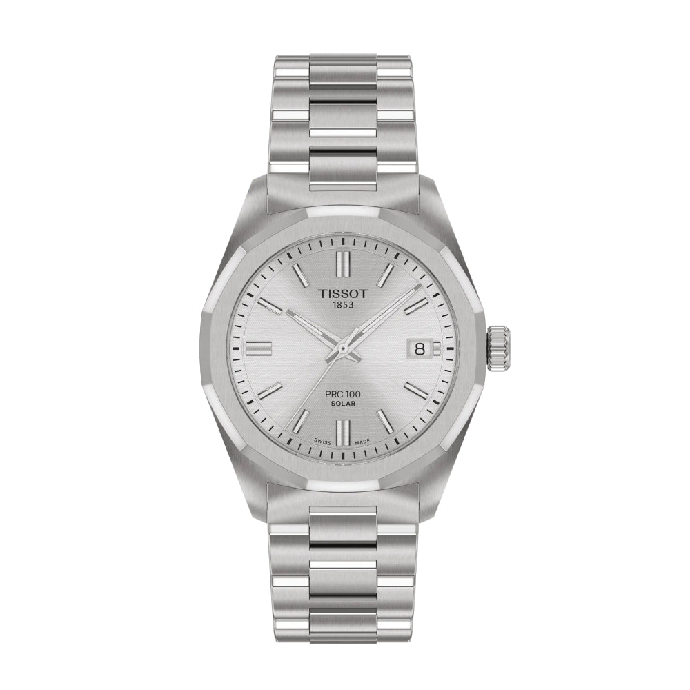 Tissot PRC 100 Solar 34mm Silver-Tone Watch