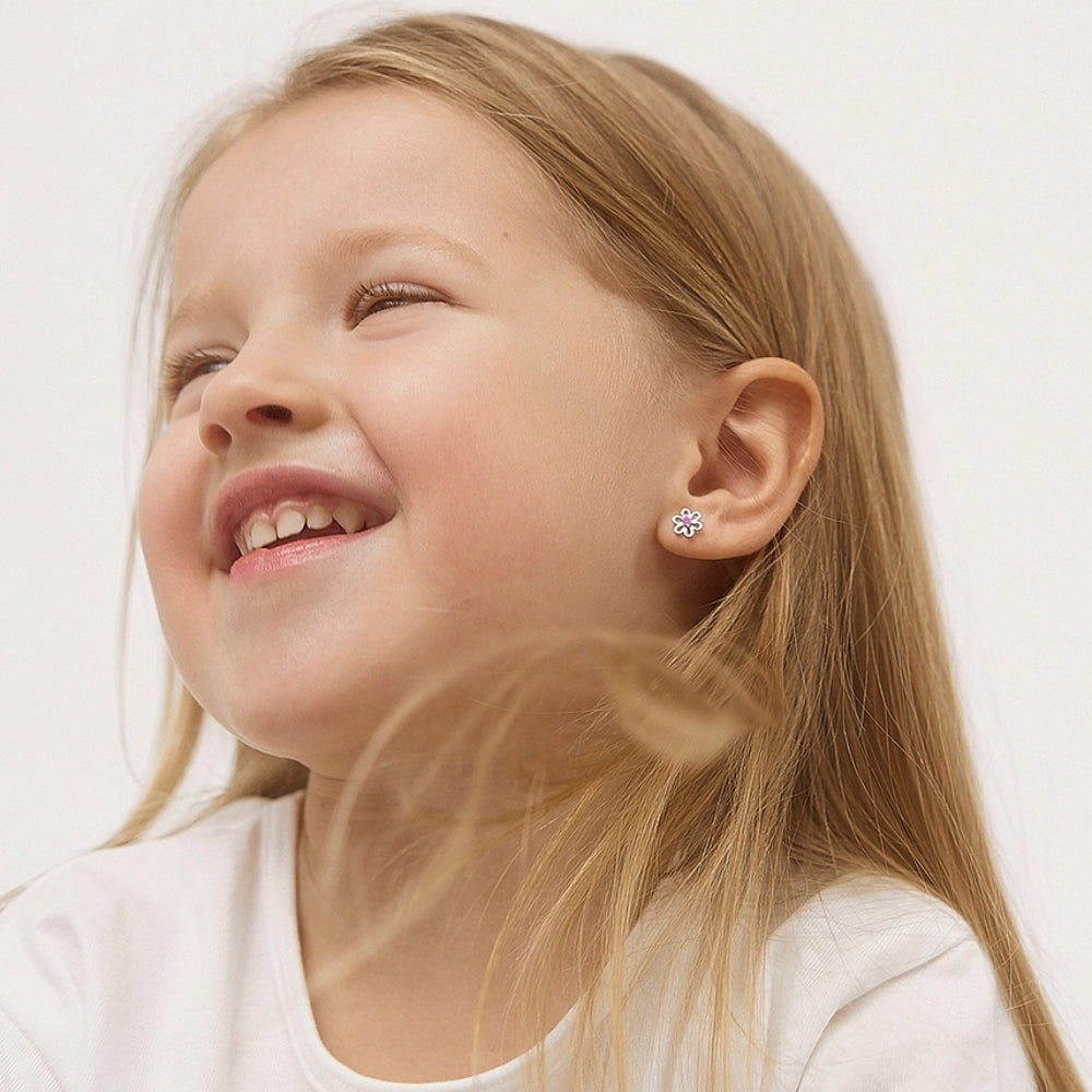 Children's Spring CZ Flower Baby Earrings