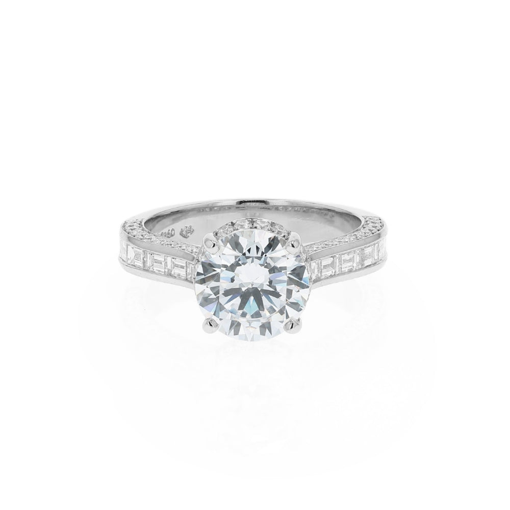 Jack Kelége Platinum Round Diamond Hidden Halo Engagement Ring