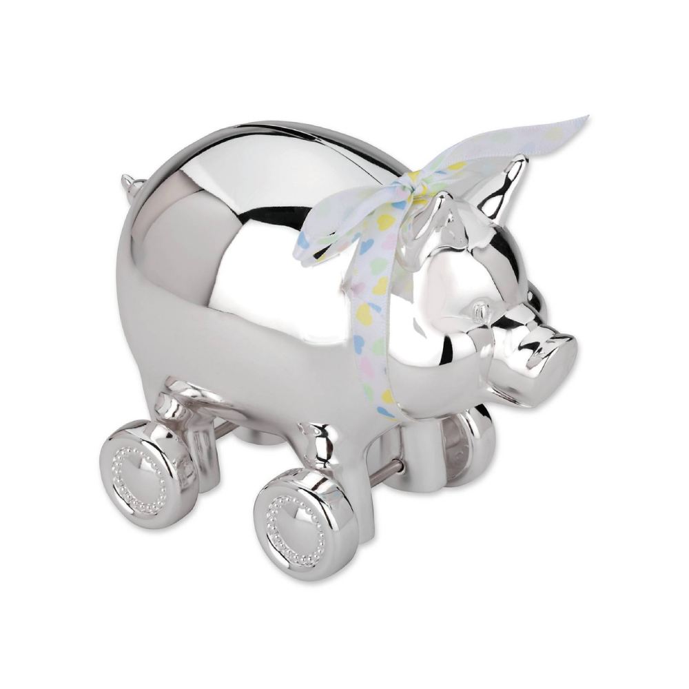 Reed & Barton Piggy with Wheels Silverplate Bank