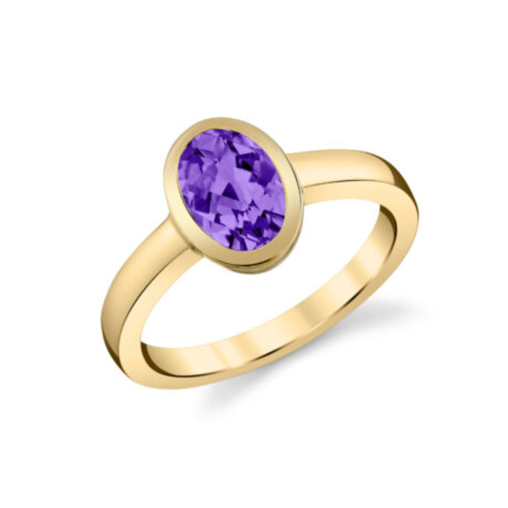14k Gold Bezel Set Amethyst Ring