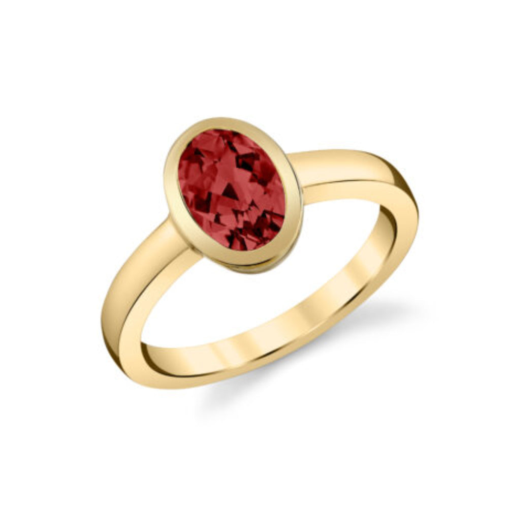 14k Gold Bezel Set Garnet Ring