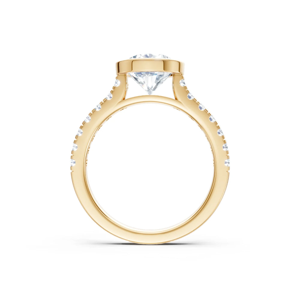 14k Gold Round Bezel Diamond Engagement Ring