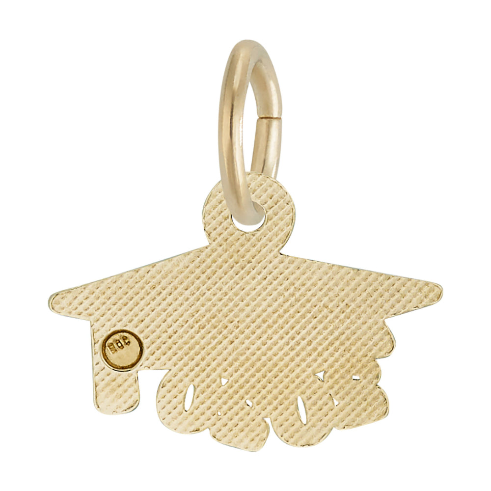 Back of Gold graduation cap charm with '2020' on a white background