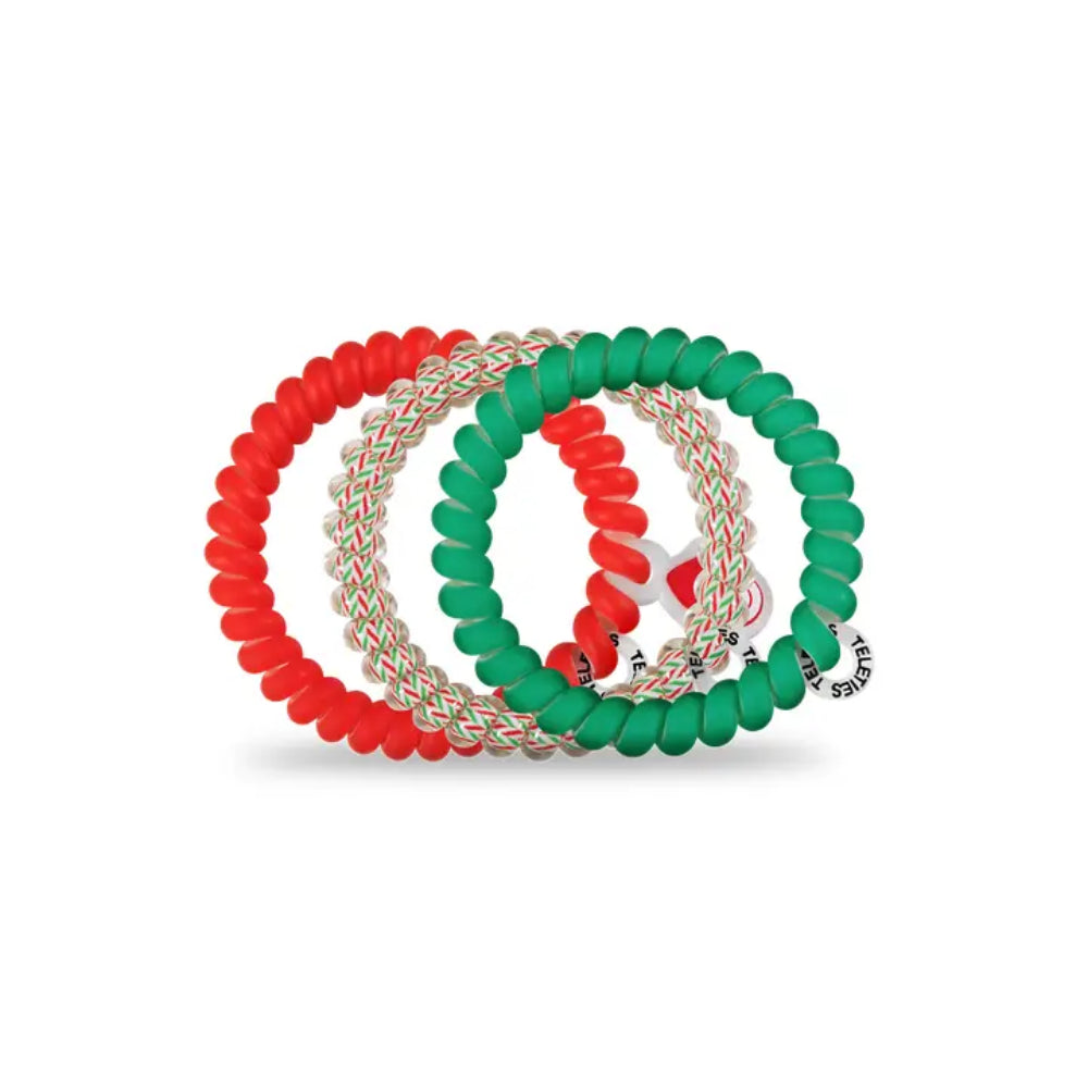 TELETIES Spiral Hair Coils Santa Baby Hair Ties (Set of 3  display picture 2