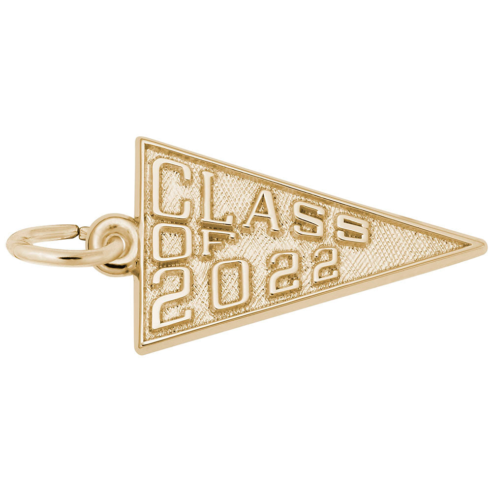 Gold 'Class of 2022' pennant charm on a white background