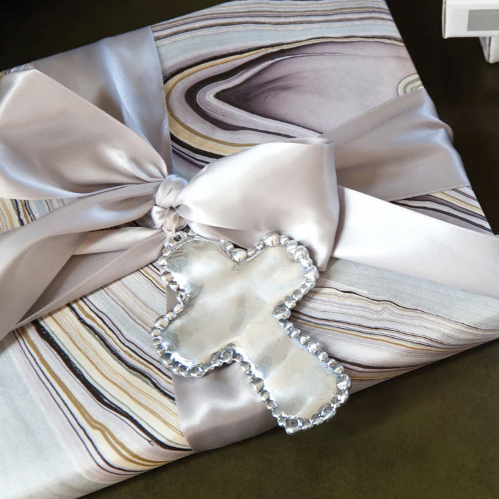 Beatriz Ball Baby Organic Pearl Cross Ornament