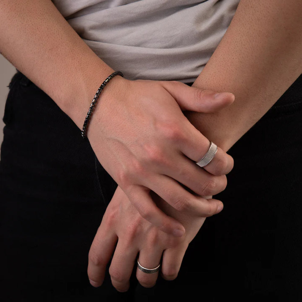 Desmos Sterling Silver Box Bracelet with Gunmetal Finish