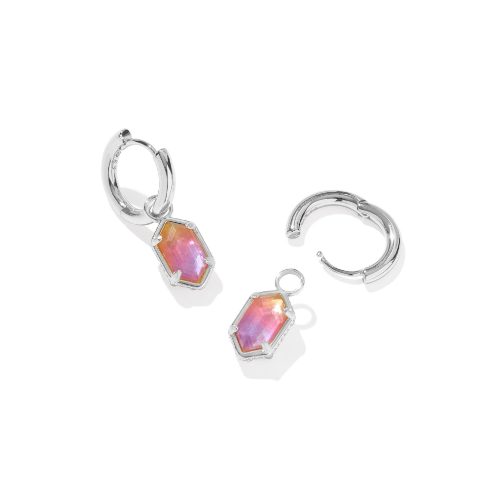 Kendra Scott Silver Hallie Huggie Earrings in Sunrise Watercolor Illusion
