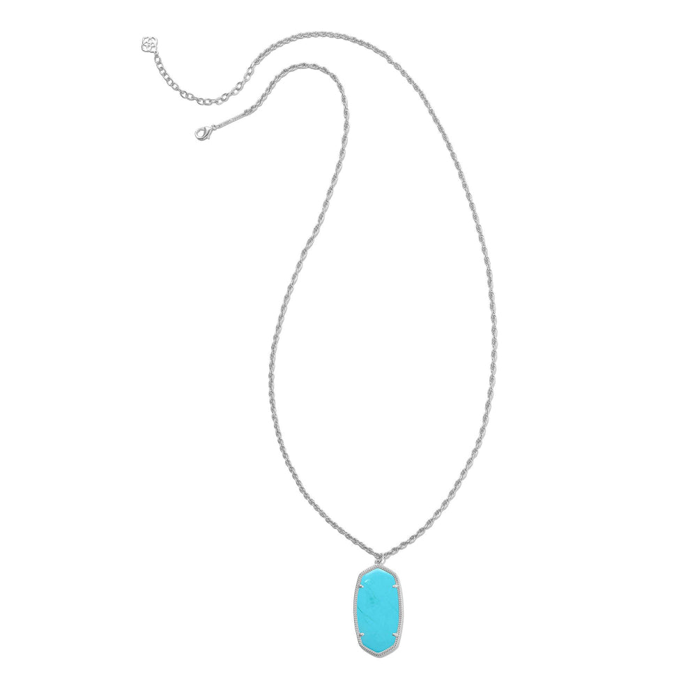 Kendra Scott Rae Long Pendant Necklace in Silver Turquoise Magnesite