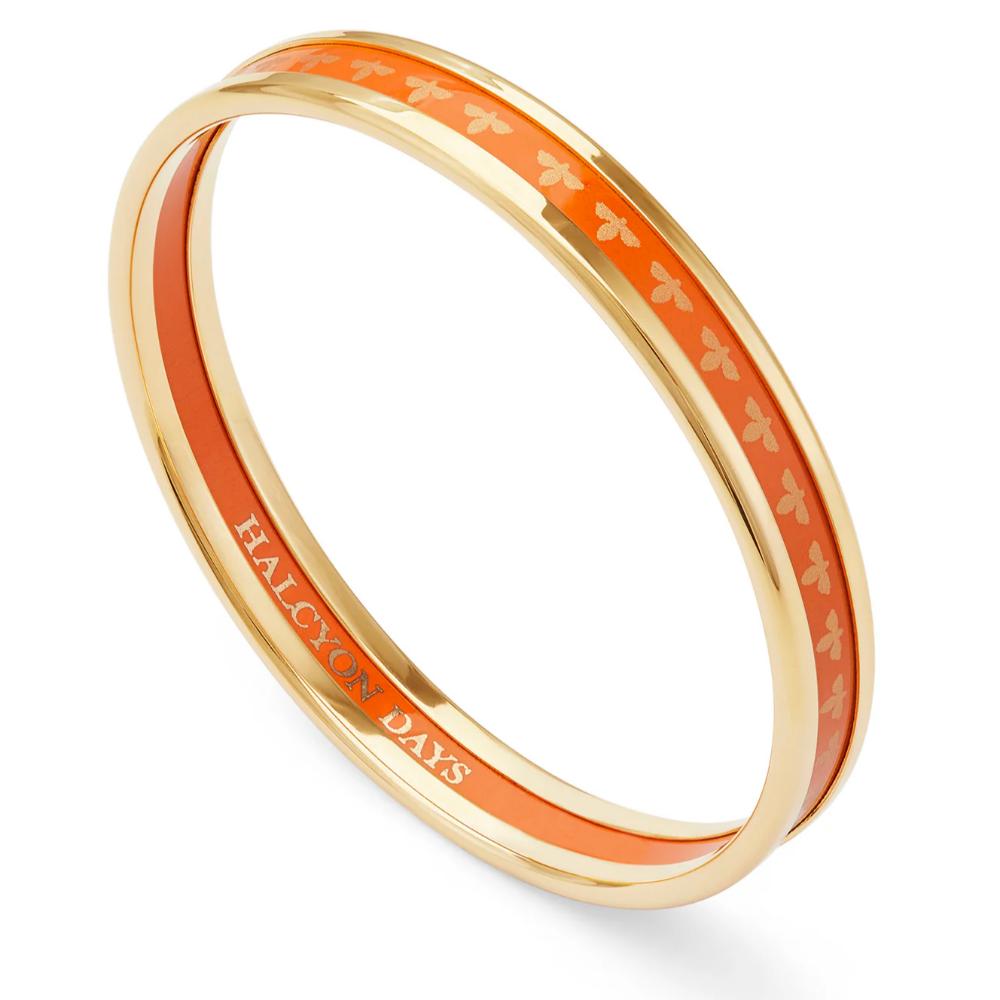 Halcyon Days 6mm Bee Orange & Gold Enamel Bangle
