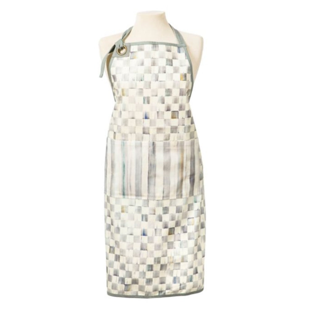 Sterling checkered apron on a mannequin against a white background