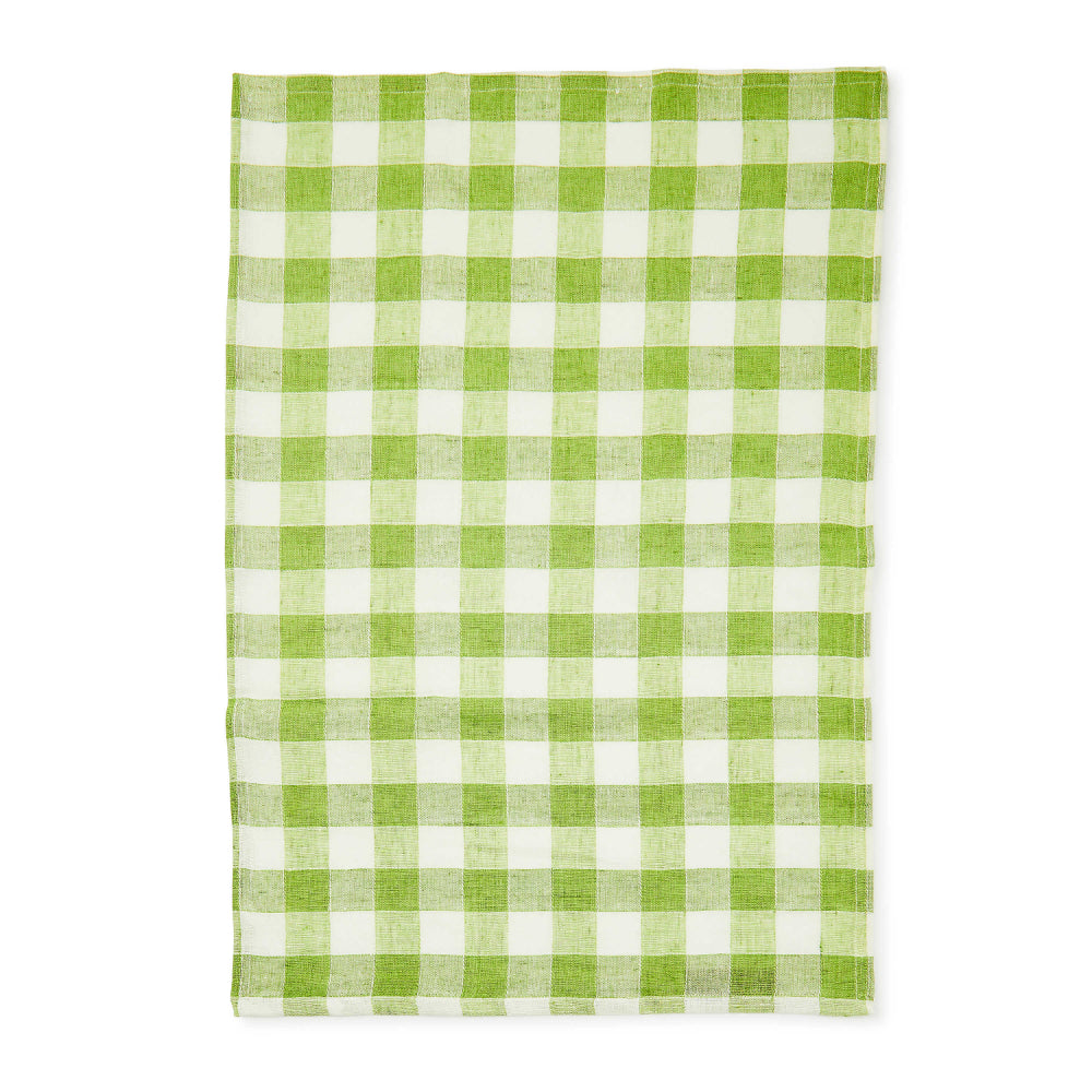 Mackenzie-Childs Green Check Linen Dish Towel