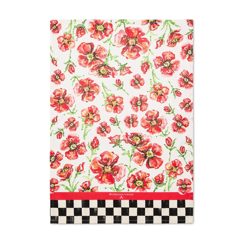Mackenzie-Childs Red Poppies Printed Dish Towel