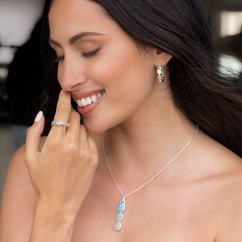 Dune Jewelry Milan Ring - Larimar & Sand