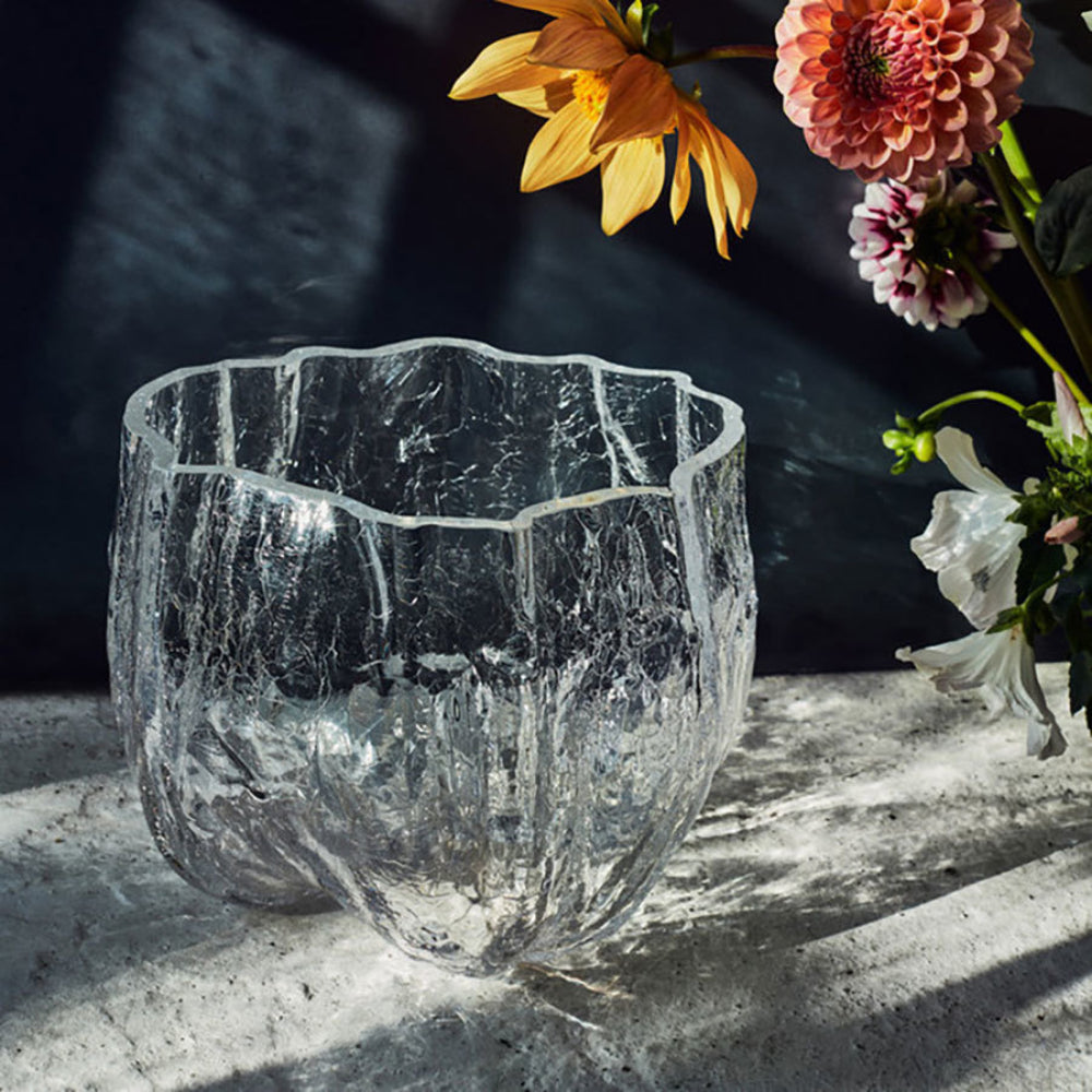 KostaBoda Crackle Clear Vase Low