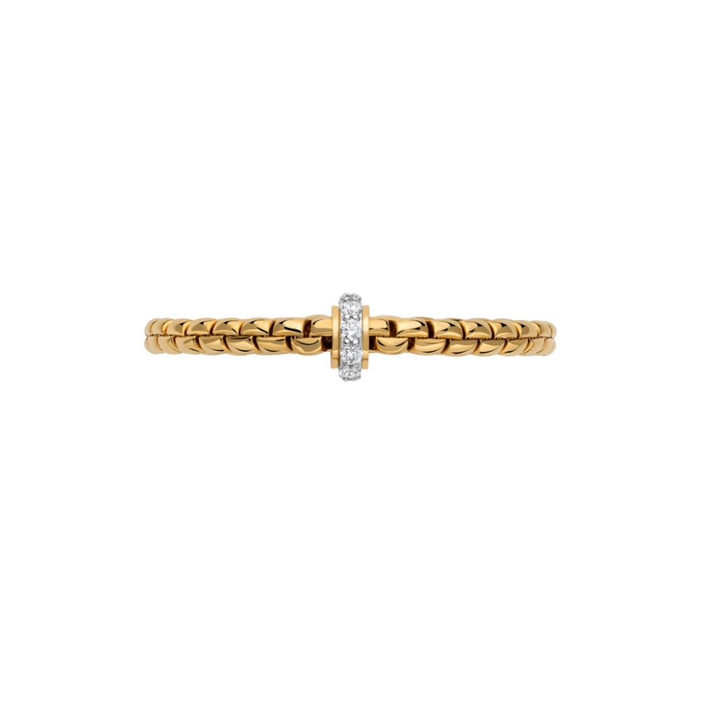 Fope 18k Gold Eka Collection Flex'It Bracelet with White Diamonds