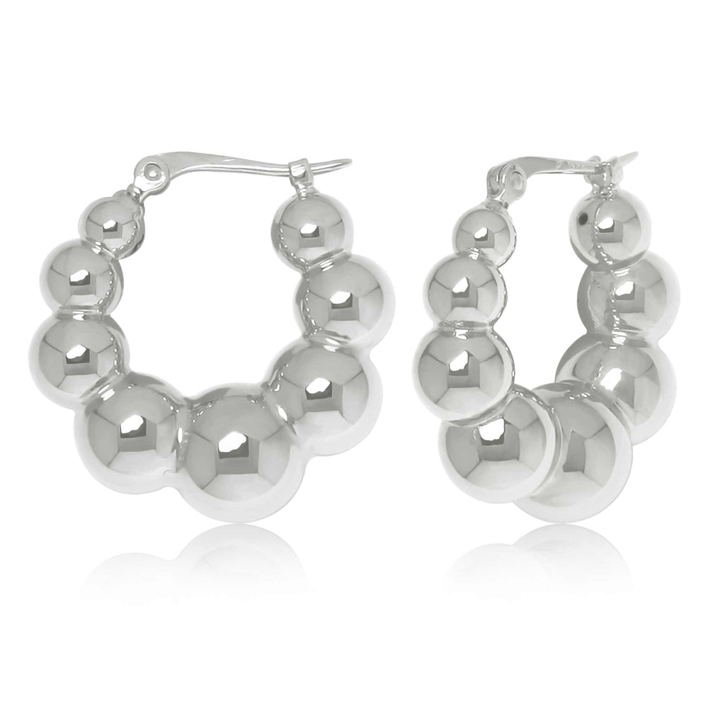 Sterling Silver Tapered Ball Hoop Earrings