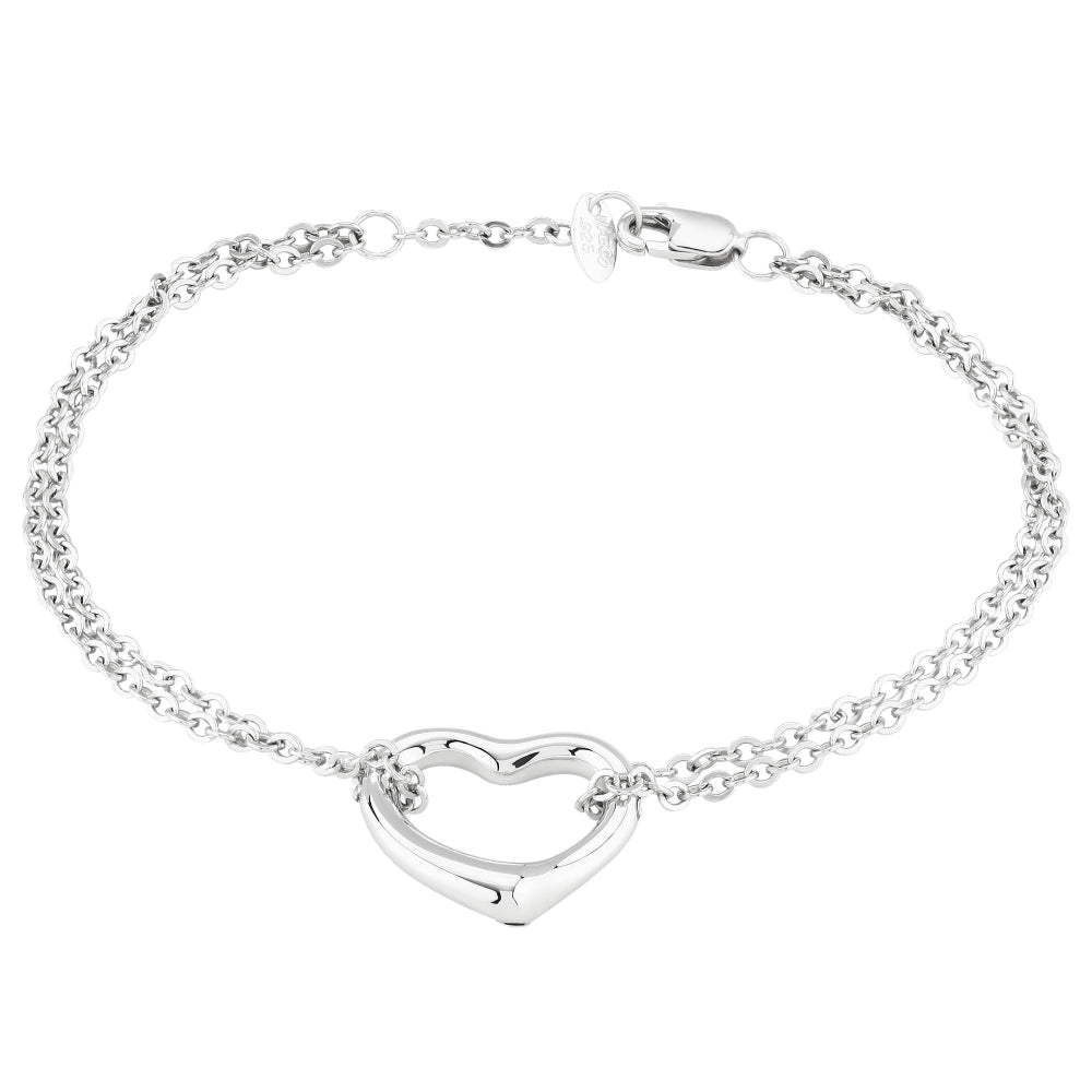 Sterling Silver Open Heart Adjustable Bracelet
