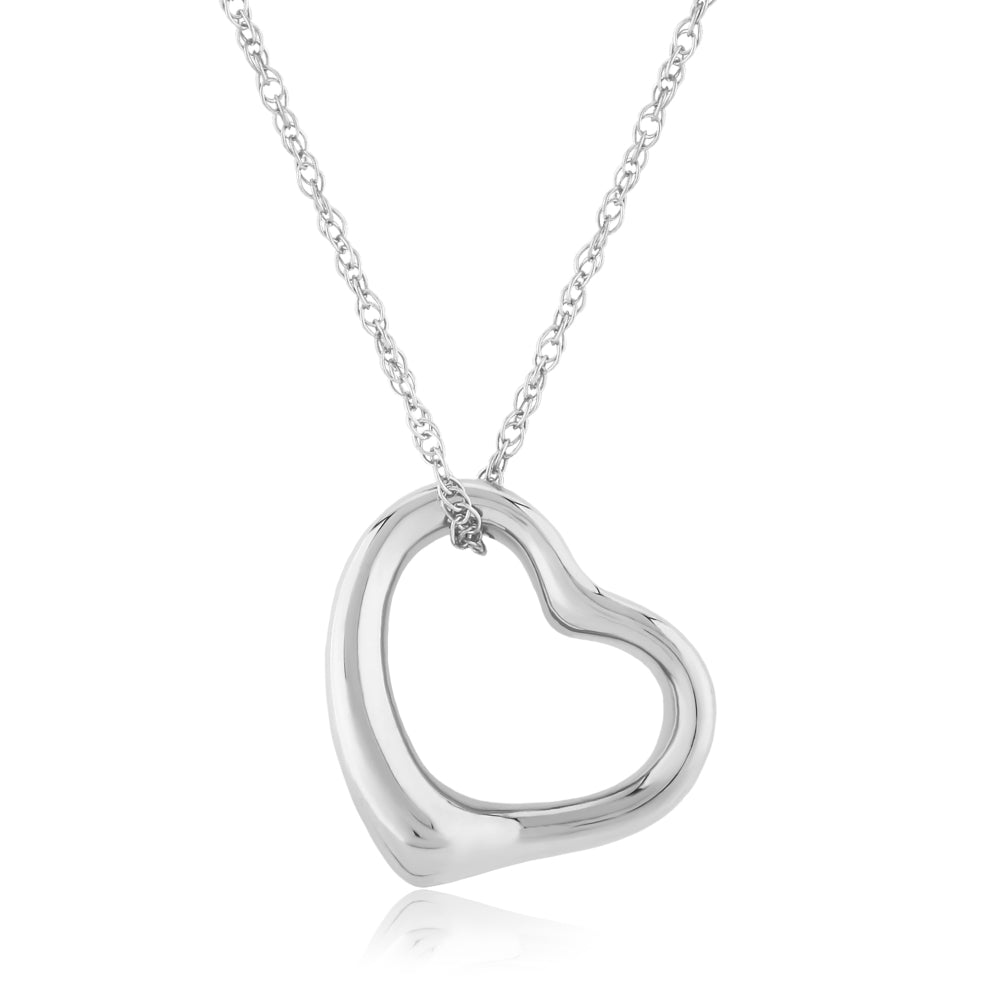 Sterling Silver Open Heart Pendant Necklace