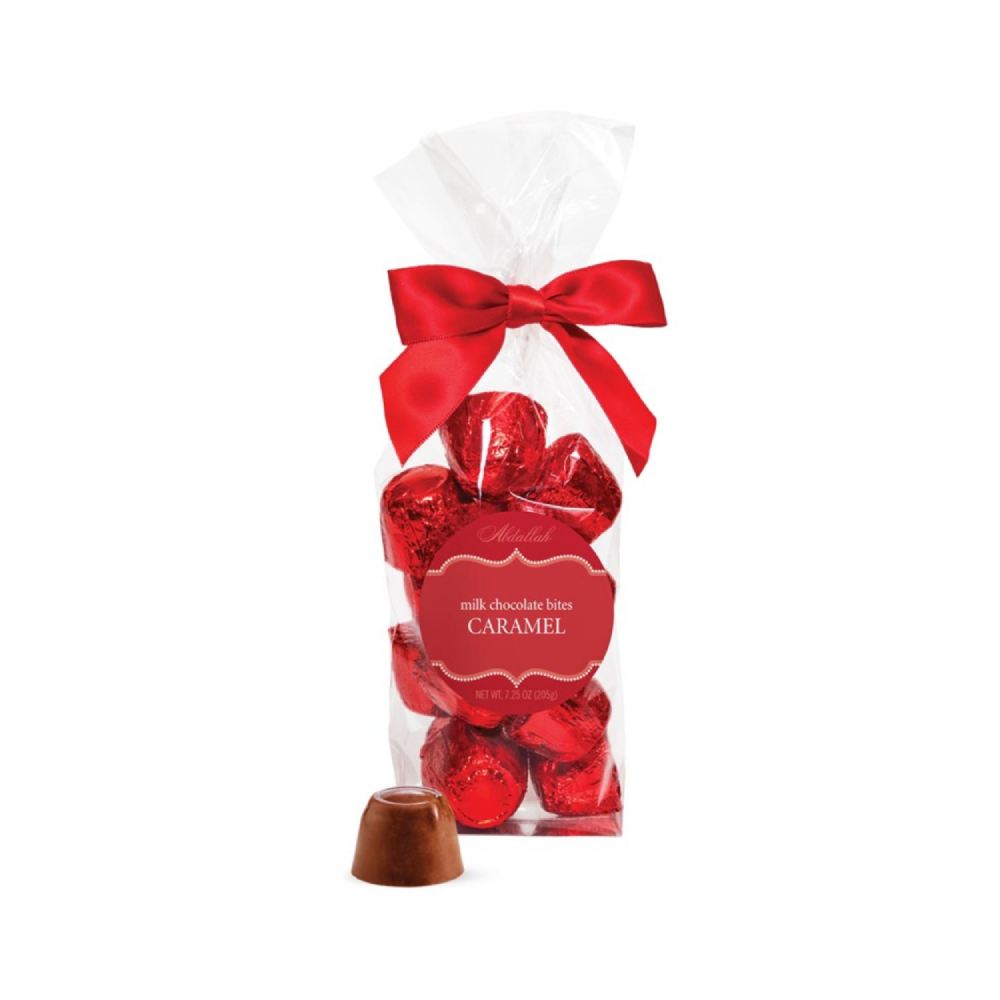 Abdallah Candies 7.25 oz Holiday Red Foiled Milk Chocolate Caramel Bites