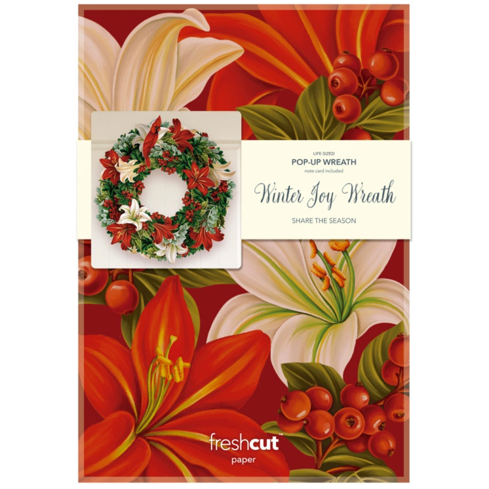 FreshCut Paper Winter Joy Wreath Holiday Greeting Card