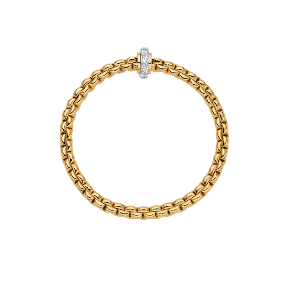 Fope 18k Gold Eka Collection Flex'It Bracelet with White Diamonds