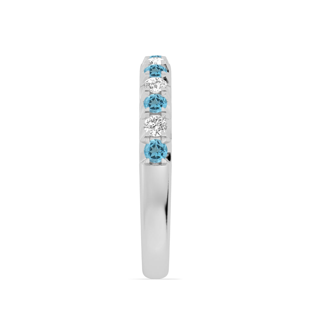14k Gold Swiss Blue Topaz and Diamond Band