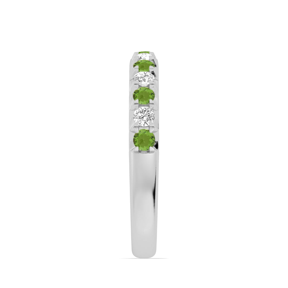 14k Gold Peridot and Diamond Band