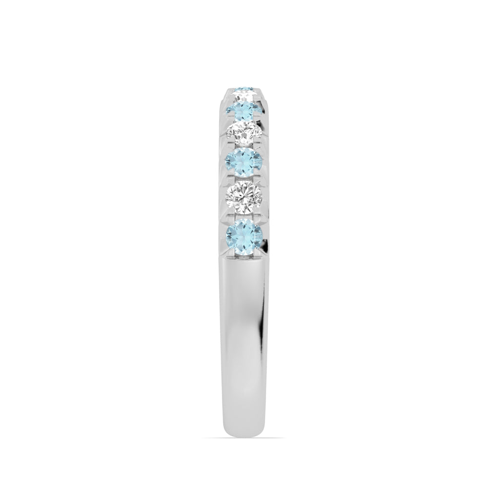 14k Gold Aquamarine and Diamond Band